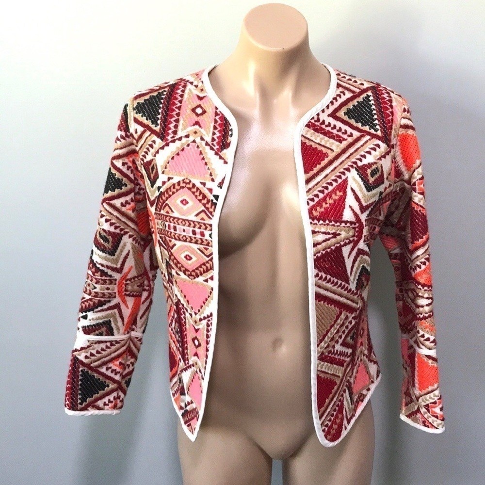 SOHO Jeans NYC Embroidered Jacket Western Pink Red